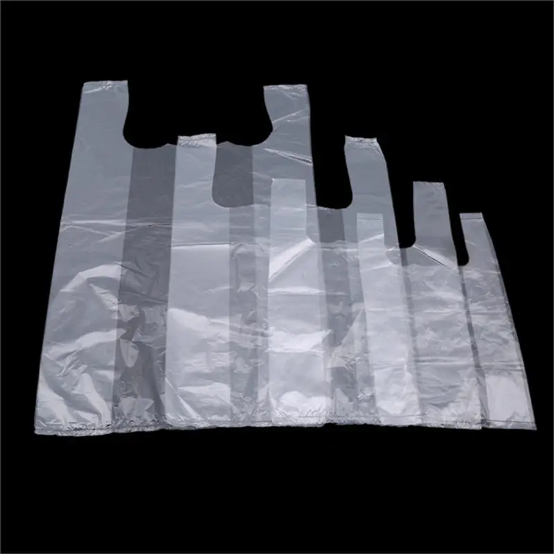 100Pcs Supermarket Plastic Bags With Handle Useful Plastic Storage Transparent Shopping Bag Roll Food Packaging Keep Fresh Tools