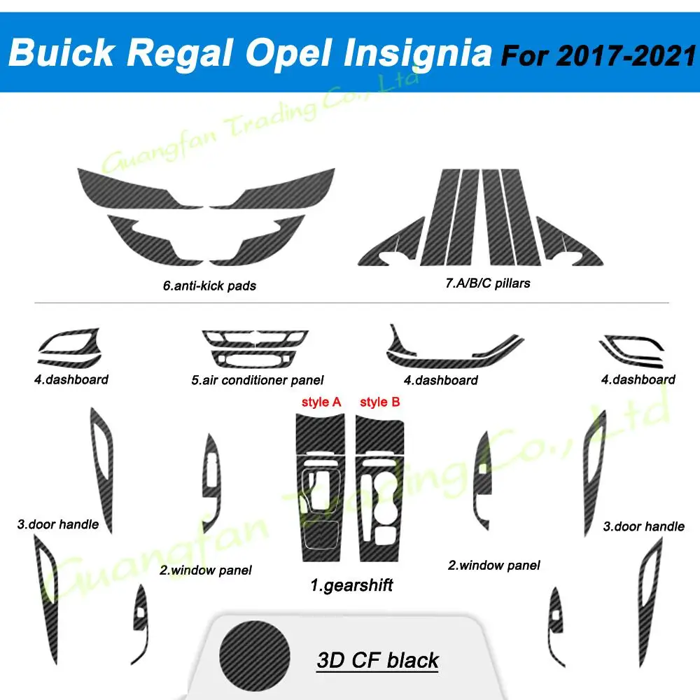 

For Buick Regal Opel Insignia 2017-21 Car-Styling Carbon Fiber Car Interior Center Console Color Change Molding Sticker Decals