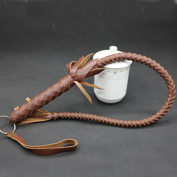 Catazer Pure Cowhide Whip Ringing Whip Riding Dance Self Protection Whip Martial Art Whip Movies Prop Outdoor Fitness Equipment