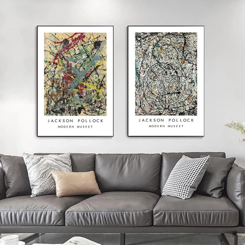 Abstract Jackson Pollock Colorful Canvas Painting Modern Posters and Prints Wall Art Picture for Living Room Wall Decor Cuadros