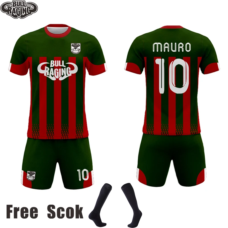 new strip design green black color custom soccer club jersey make your football jersey sets