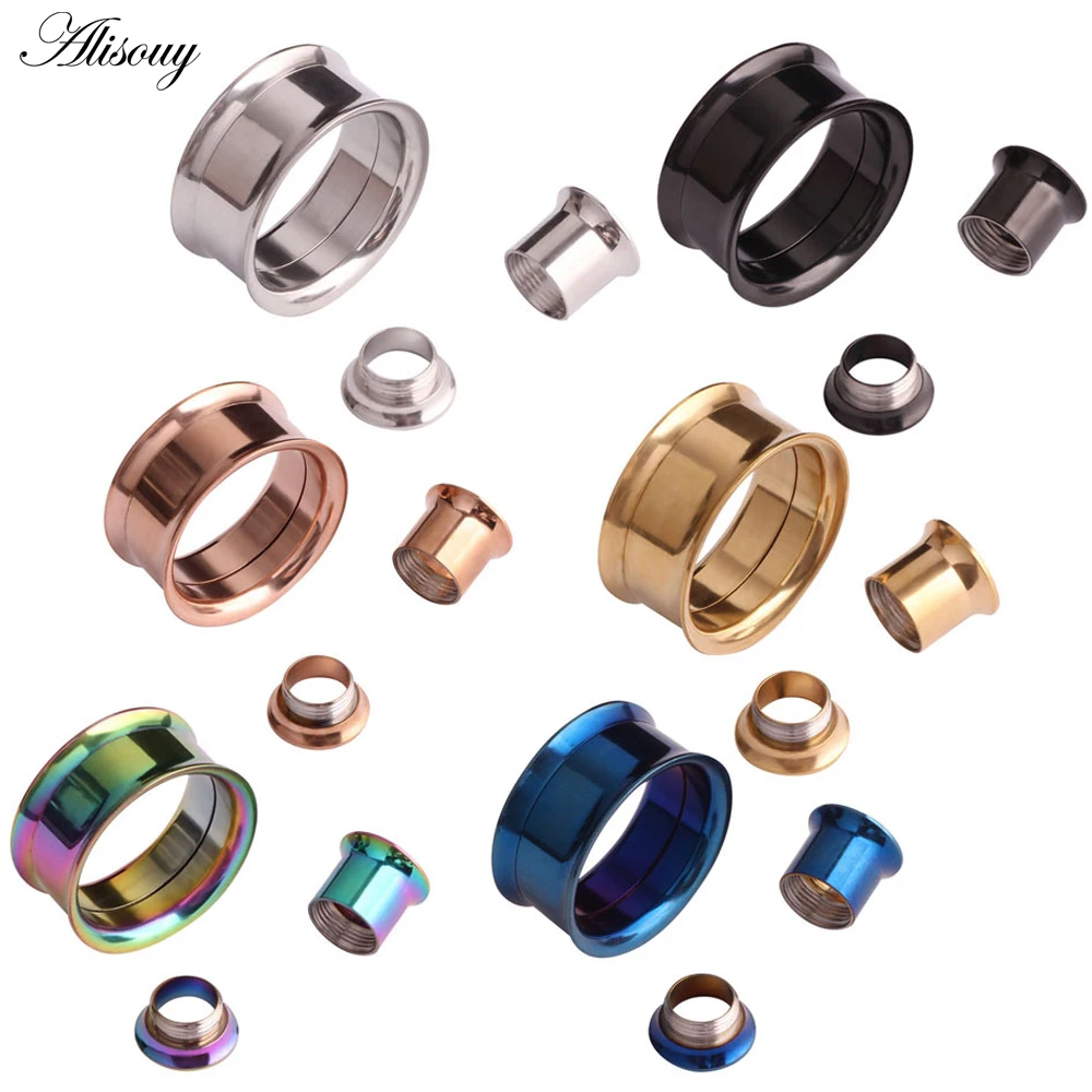 Kolczyki do uszu typu ear expander, kolczyki do piercingu ciała, kolczyki typu double flare, kolczyki do piercingu ciała z pustą przestrzenią, modne kolczyki ze stali nierdzewnej, tunele, rozciągacze do uszu. — zdjęcie 2