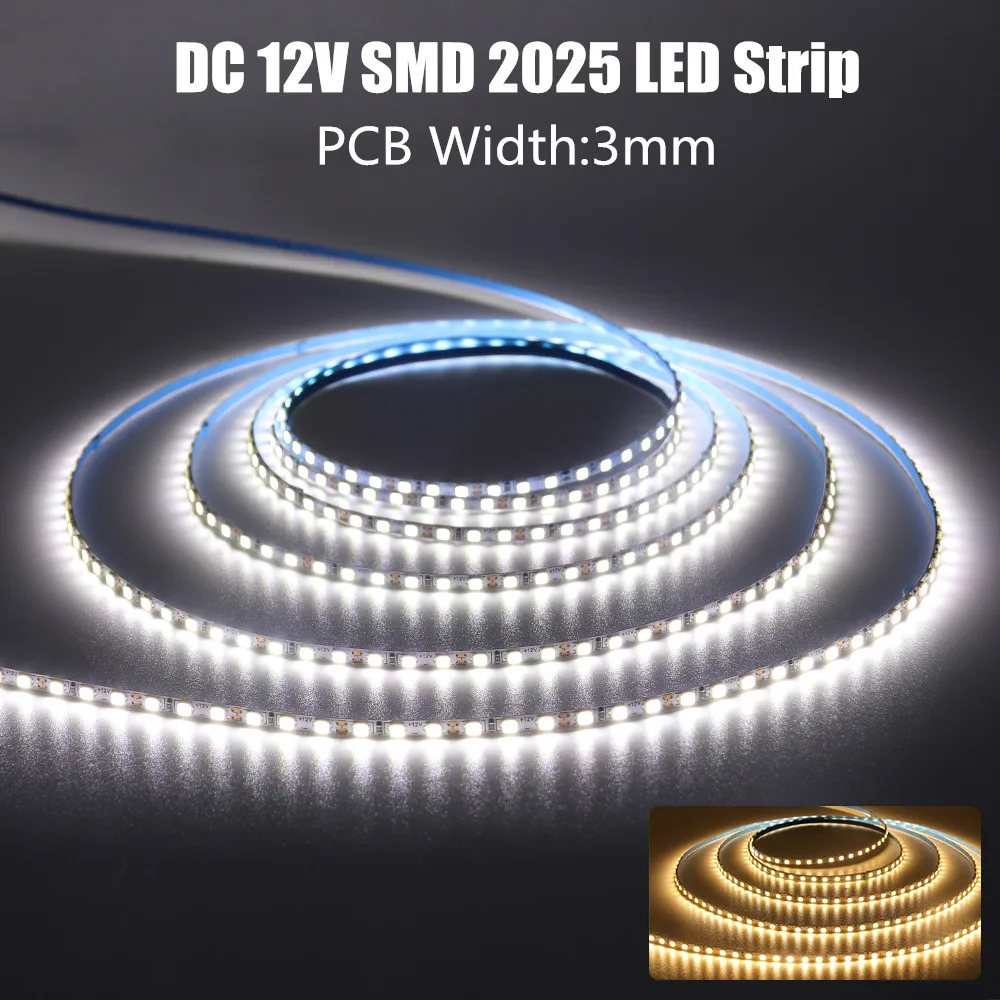 

Width 3mm LED Strip DC 12V Super Brighter SMD 2025 168 LEDs/m Flexible Tape LED Light Lamp Advertising Lighting 5m