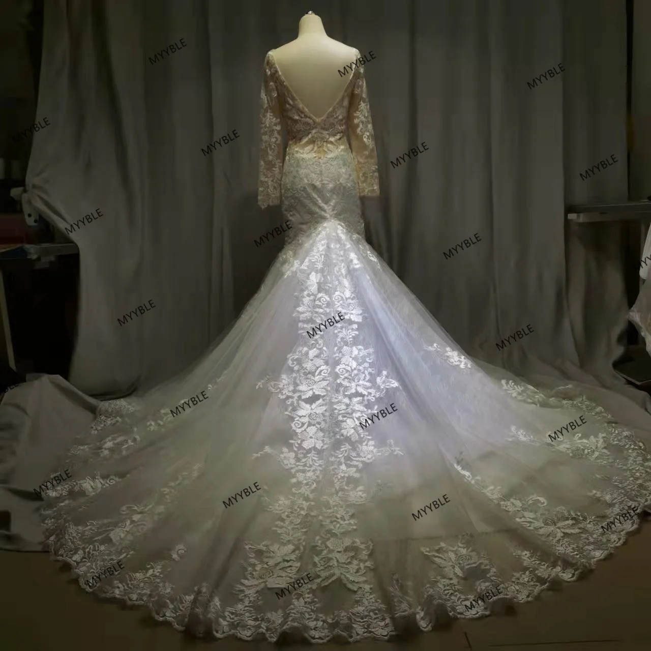 Robes de mariée sirène à manches longues, appliques en tulle, robes de patients sur mesure, mode, 2022