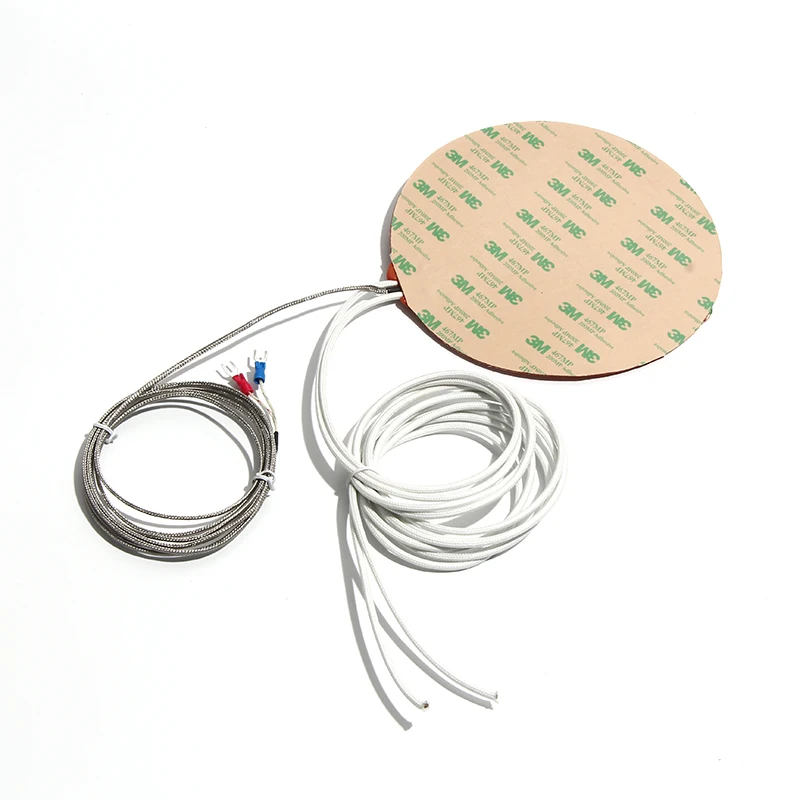 

110/220V Build in K Thermocouple Dia.350mm-500mm 450W-650W Round Silicone Heating Pad 3D Printer Heater 3M Self-adhesive