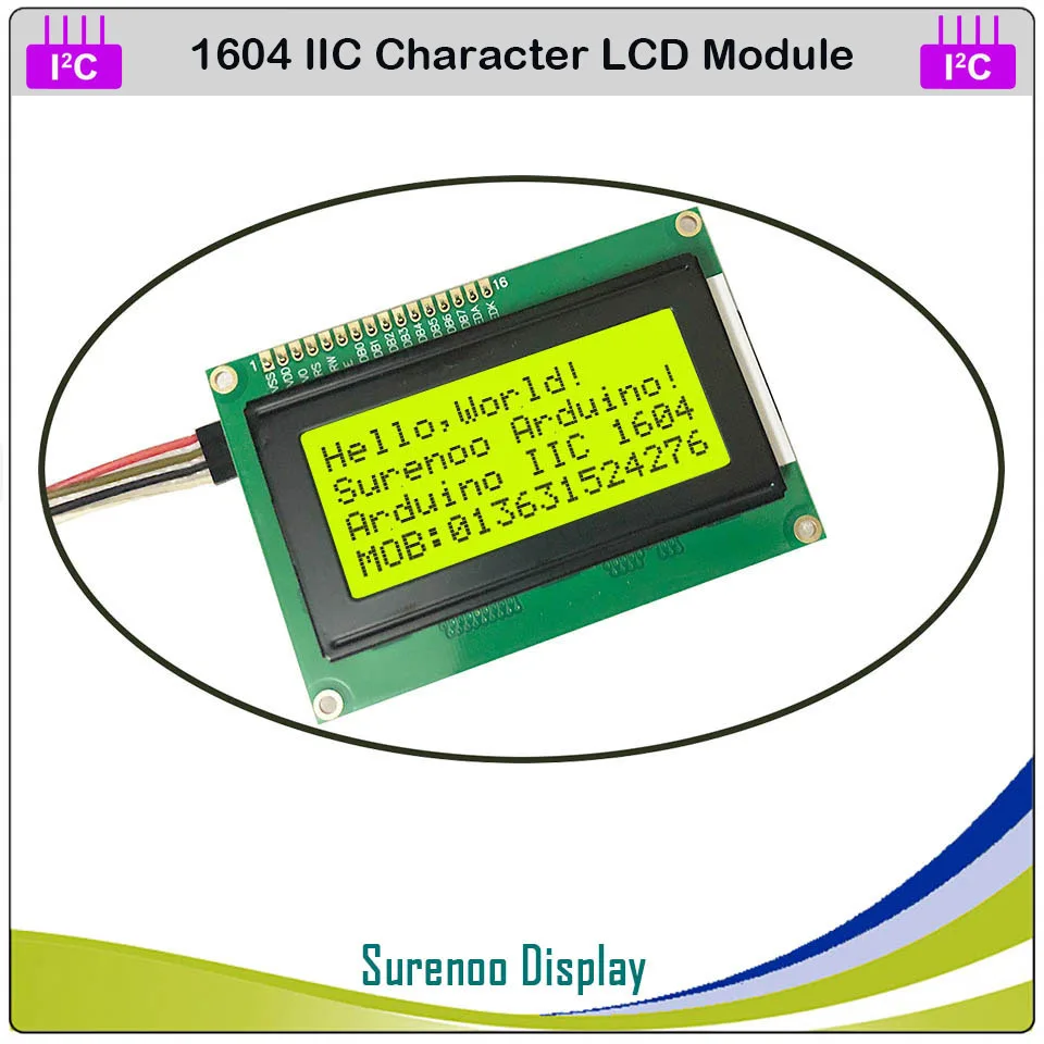 Serial IIC / I2C / TWI 1604 164 16*4 Character LCD Module Display Yellow Green Blue with Backlight for Arduino