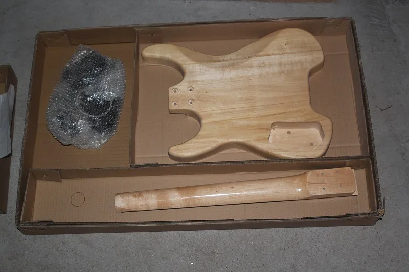 DIY Semi-Finished Headless Mahogany Electric Guitar Kits without Paint,Rosewood Fretboard with 24 Frets