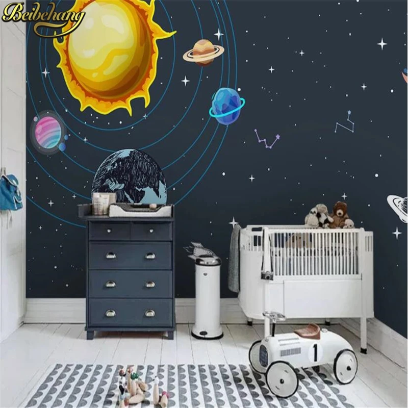 Papier Peint Fusée Spatiale Personnalisé pour Chambre d'Enfant, Garçon, Peintures Murales de Dessin Animé, Papier Peint 3D pour Salon, Autocollants