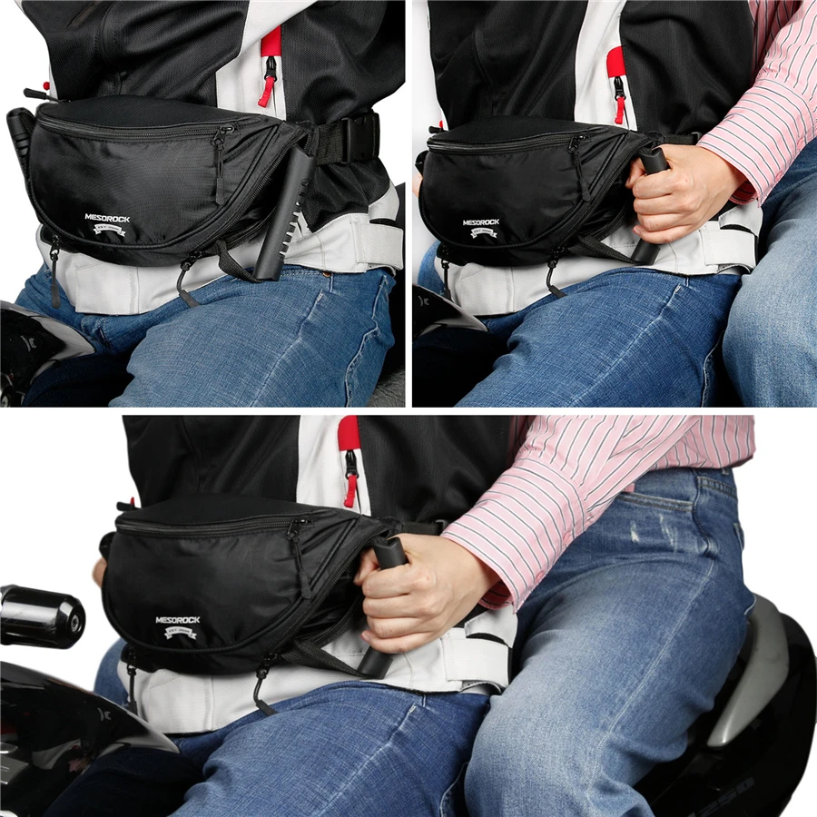 Motorcycle Riding Waist Bag Multifunctional Large Capacity Waist Pack Rear Seat Safety Handle Passenger