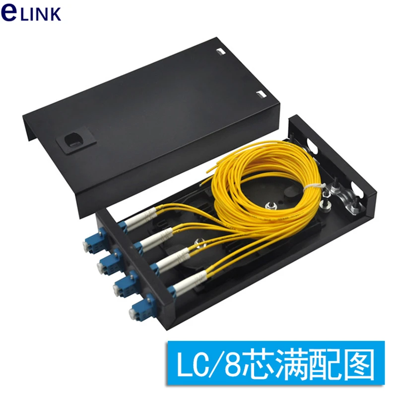 2pc Fiber optic splicing box4 ports fully installed,LC,SC,ST,FC,Pigtail and Adapter,SM SPCC Patch Panel, FTTH distribution,ELINK