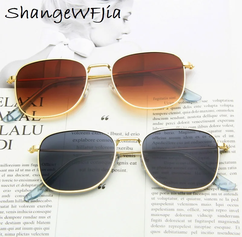 Sunglasses Women Brand Square  Lens Clear Designer Retro Alloy Frame Sun Glasses Men Glass Oculos Feminino