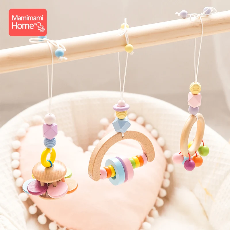 

Mamihome Baby Wooden Teether Gym Play Toys Music Rattle Wooden Blank Rodent Pendants Newborn Educational Toys Children'S Goods