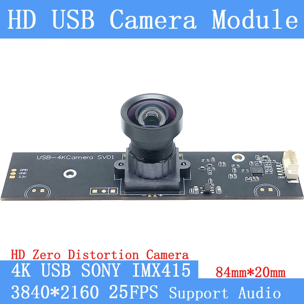 

4K Zero Distortion USB Webcam Mini CMOS Sony IMX415 3840x2160 25FPS UVC USB2.0 Camera Module For Windows Linux Android MAC