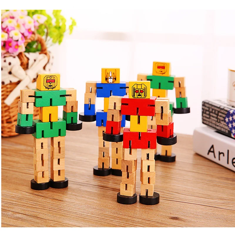 Kids Transformation Robot Building Blocks Wooden Toys For Children Autobot Figure Model Puzzle Learning Intelligence Toy Gifts