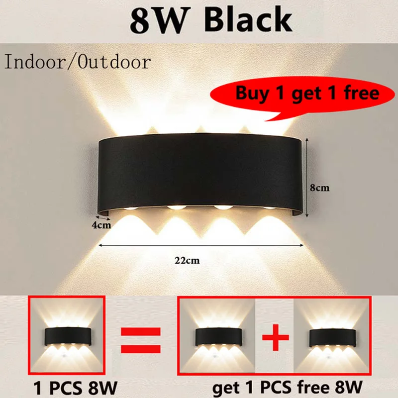 Led Wand Lampe IP65 Wasserdicht Indoor Outdoor Beleuchtung Innenwand Leuchte 6W 8W 12W Für Bad nacht Treppen Decor
