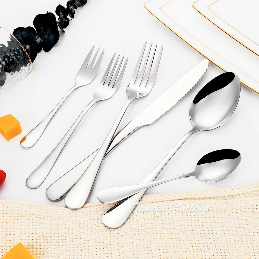 10/15/20/25Pcs Gold Cutlery Mirror Dinner Set Stainless Steel Tableware Black Fork Spoon Sliverware Kitchen Utensils Flatware