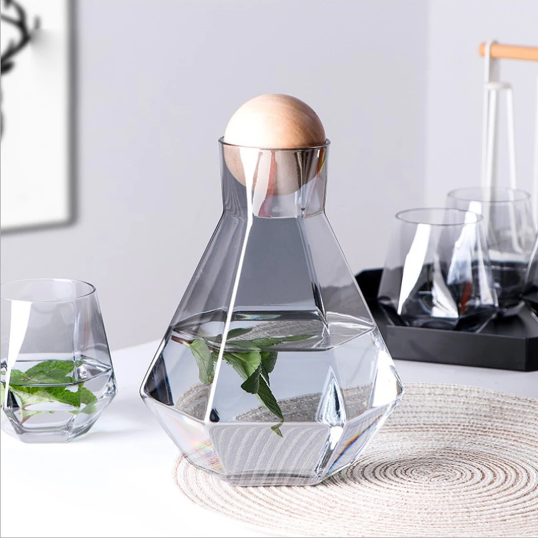 1200ml 1400ml Glass Water Jug Kettle Tea Pot Water Pots Creativity Irregular Cold Water Kettle With Wooden Ball Juice Carafe