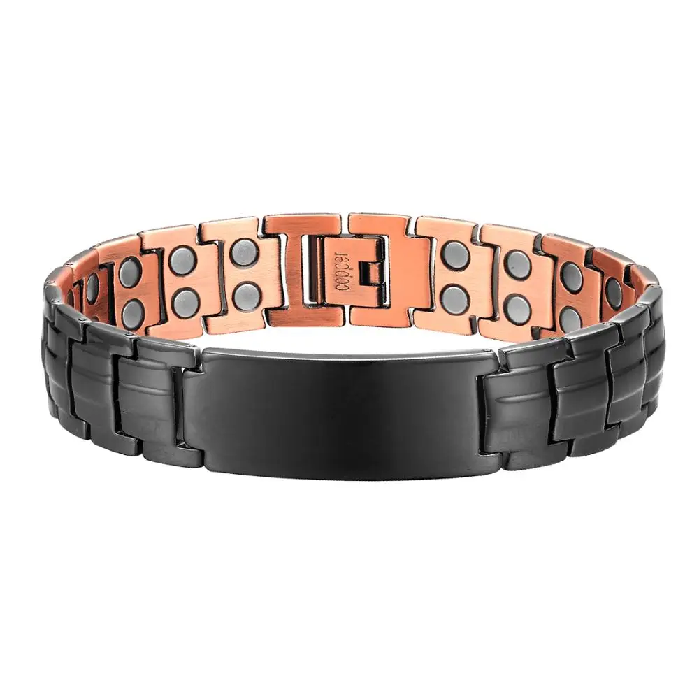 Copper Magnetic Bracelet Personalize ID Name Bracelets for Men Women Adjustable Wristband Bracelet Bangle Metal Jewelry Gift