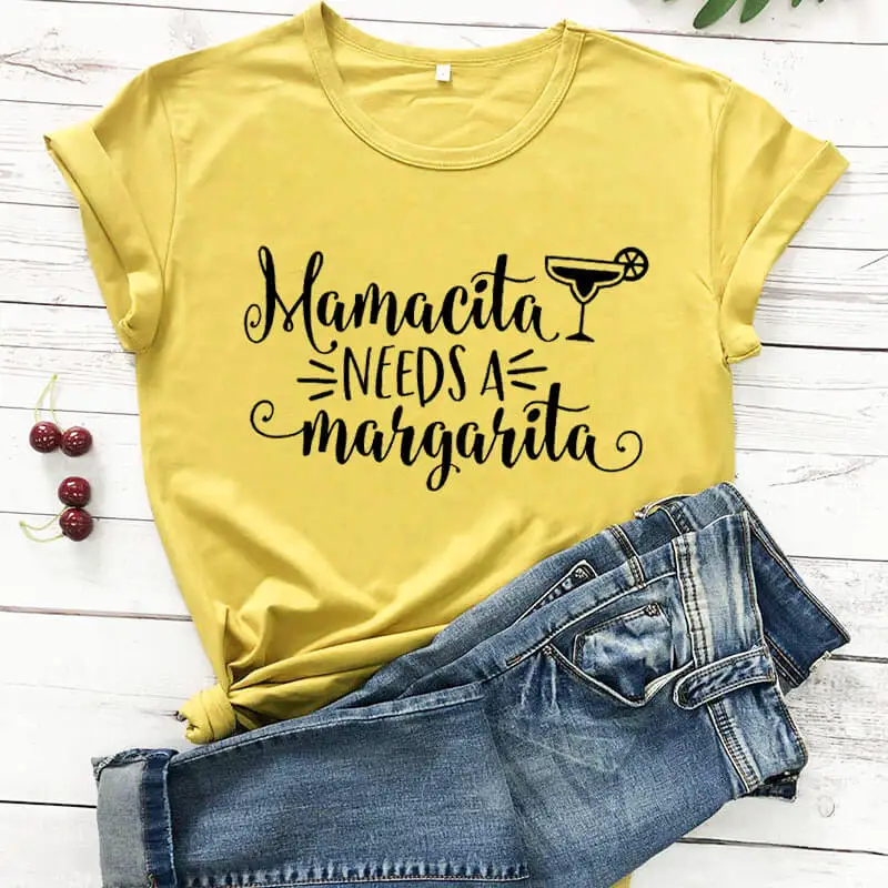 Mamacita ความต้องการ Margarita ตลกผู้หญิงเสื้อใหม่มาถึง 100% cotton Casual T shirt ของขวัญวันแม่ MOM Lift เสื้อ