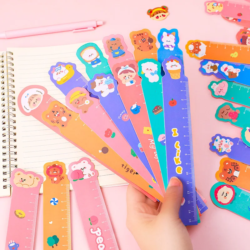 6 Pcs /set Cute Pet Straight Ruler Student Stationery Painting Measuring Ruler Multifunction DIY Drawing Tools 15cm Office Learn