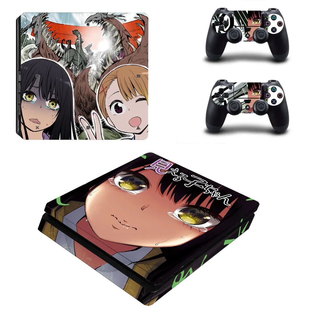 Anime Mieruko chan PS4 Slim Skin Cover Sticker Decal Vinyl for Playstation 4 PS4 Slim Skin Console and 2 Controllers