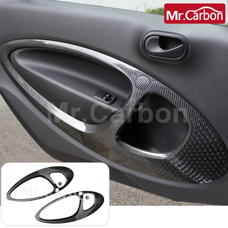 Car Inner Door Panel Decorative Cover Protective Stickers For Mercedes New Smart 453 Fortwo Car Accessories Interior Products