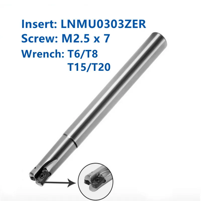 SANAI EXN03R Milling Cutter Bar HSS CNC Lathe Milling Tool Fast Feed Double-sided Cutting for Carbide Insert LNMU0303ZER