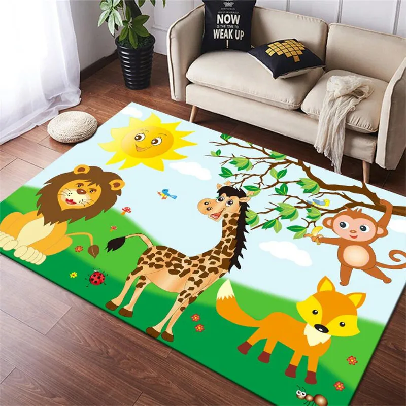 Funny Cartoons Animal 3D Printed Carpet Square Anti-Skid Area Floor Mat Rug Non-slip Mat Dining Room Living Soft Carpet 03