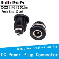Conector de clavija CC hembra de montaje en Panel de Metal, adaptador de DC-022 DC DC022D, 5,5x2,1, 5,5x2,5 MM, 10 Uds.