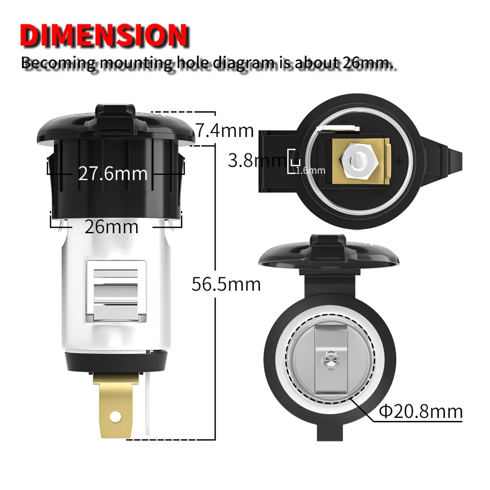 DaierTek universale 12V auto accendisigari presa di corrente adattatore presa di corrente per moto barche trattore camion nuovo di zecca