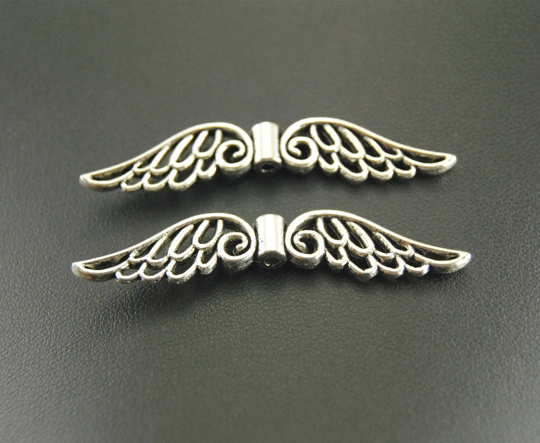 20pcs 2 Colors Silver Color/Bronze Angel Wings Spacer Beads DIY Supplies 53x10mm A773