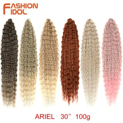 FASHION IDOL Water Wave Crochet Hair 30 Inch Deep Wave Twist Hair Synthetic Goddess Braids Hair Wavy Ombre Blonde Hair Extension