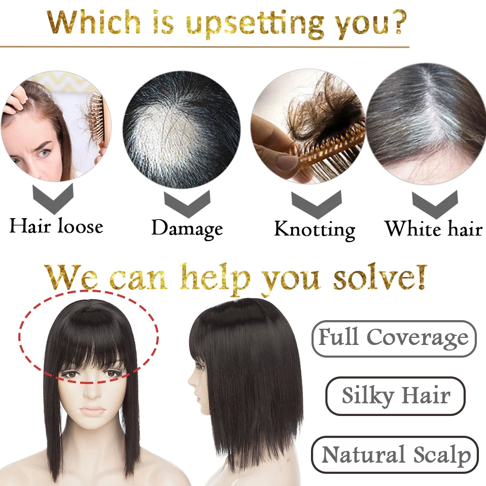Benehair 11 Inch Hair Toppers with Bangs for Women Hair Pieces for Women with Thinning Hair Synthetic Wig Clip In Hair Topper