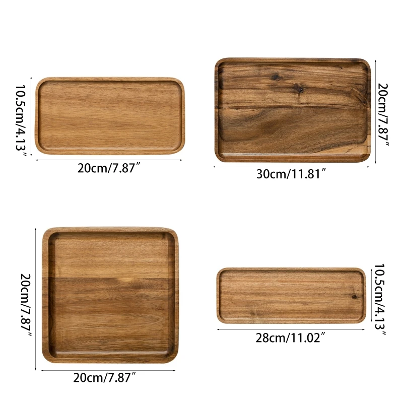 Solid Natural Serving Tray Platter for BBQ Party Buffet Avoid Sliding Spilling Storage Plates Wholesale&Drop Ship