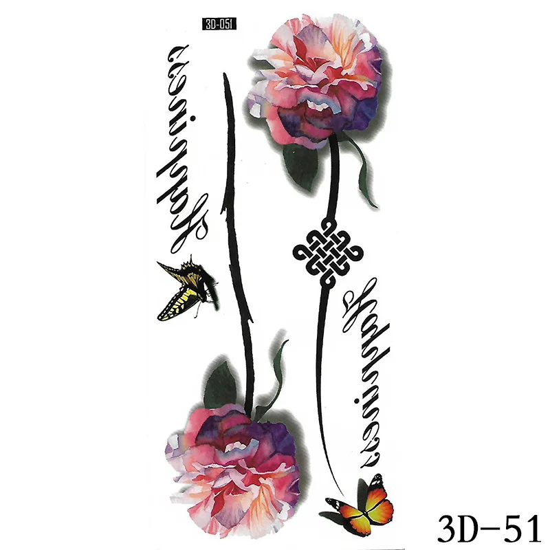 3d à prova dwaterproof água tatuagem adesivo feminino borboleta impressão a cores sexy temporária tatoo adesitos flor animal braço decalques