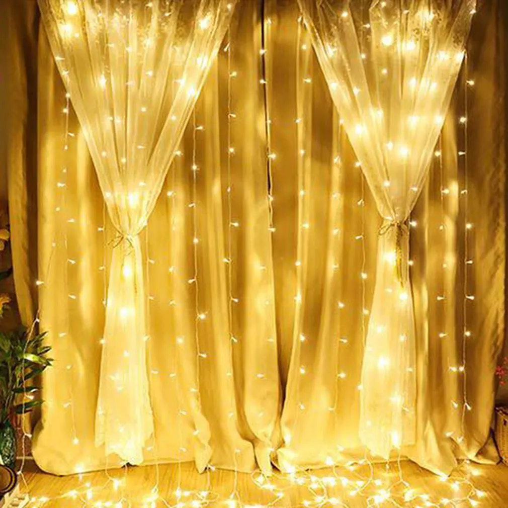 Cortina de luces LED de Navidad estrellada, cadena de luz de carámbano, luz de hadas, iluminación decorativa para habitación y jardín