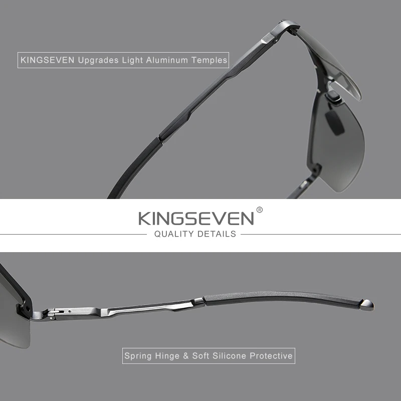 KINGSEVEN Updated Aluminum Photochromc Sunglasses Men Polarized Driving Chameleon Glasses Male Change Color Sun Glasses Eyewear