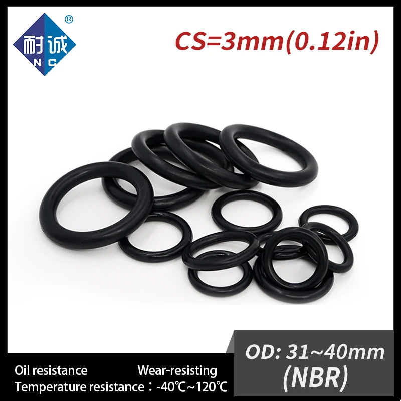 10PCS/Lot Nitrile Rubber Black NBR Thickness CS3mm OD31/32/33/34/35/36/37/38/39/40*3mm O Ring Gasket Oil Resistant Waterproof.-.