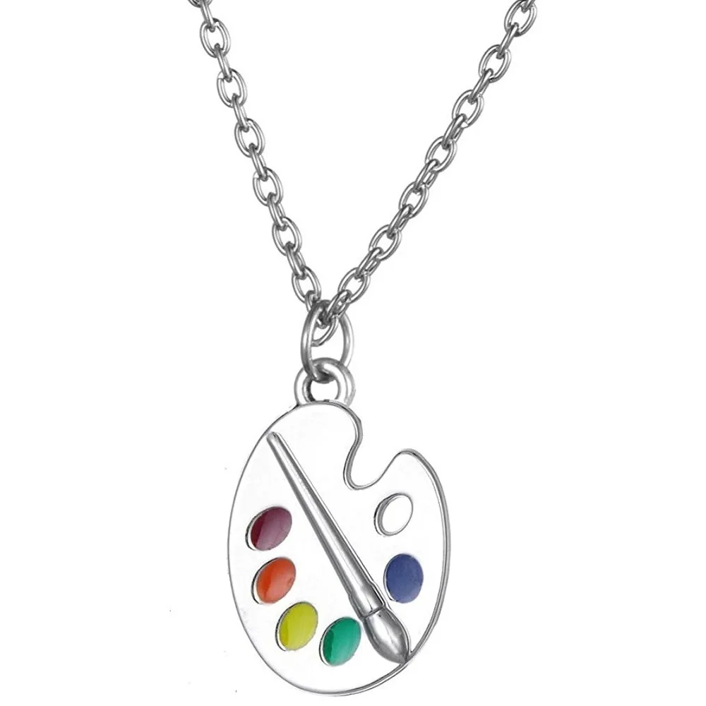 Art Students Art School Painting Drawing Board Palette Painter Pendant Oil Painting Necklace