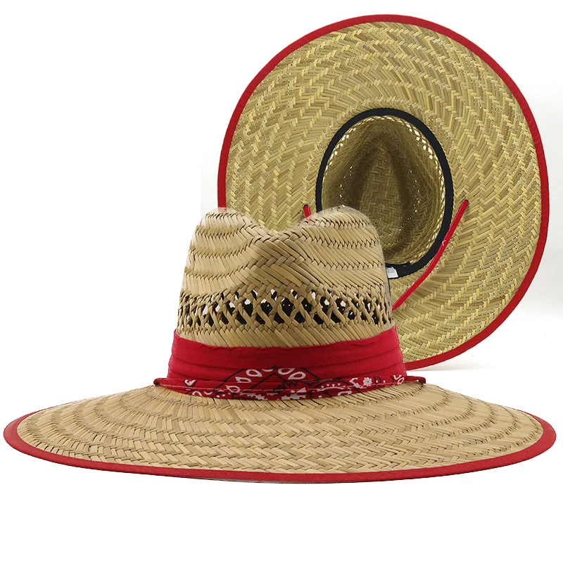 Simple Handwork Women Men Straw Summer Beach Sun hat Outdoor Summer Wide Brim Jazz Panama Straw Lifeguard Hat Womens Summer Hat