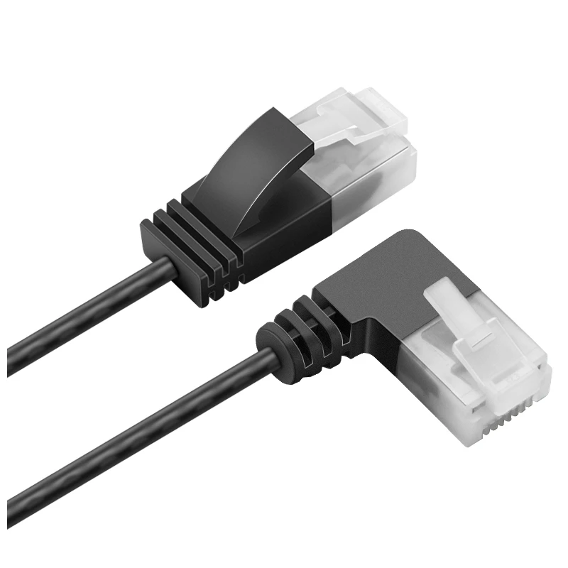 Ultra cienki kabel sieciowy Cat6 kabel Ethernet RJ45 pod kątem prostym UTP kabel połączeniowy 90 stopni Cat6a Lan kable do TV, pudełko routera