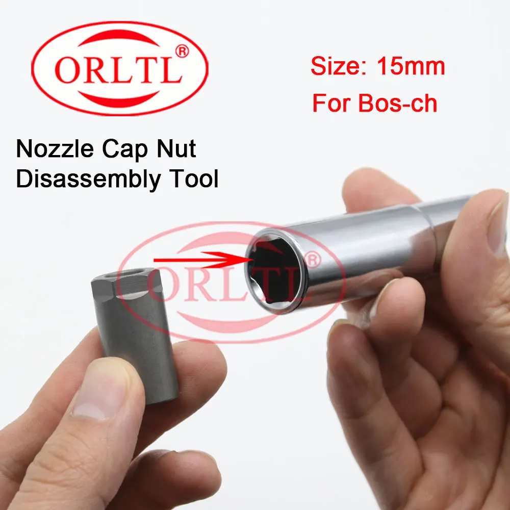 ORLTL Diesel Engine Injector nozzle nut, nozzle cap removal tool for B0SCH Cap diameter (15mm)