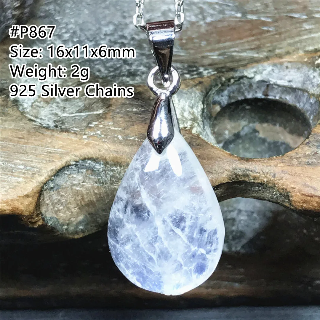 

Natural Moonstone Pendant 925 Silver Chains For Women Lady Men Love Gift Crystal Blue Light Stone Beads Gemstone Jewelry AAAAA