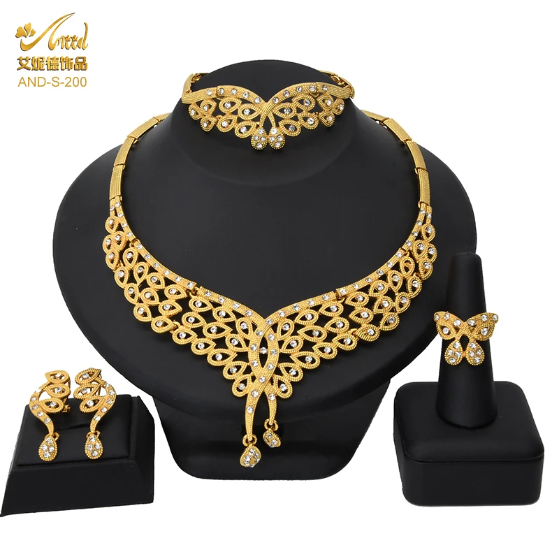 Nigerian African Jewelry Sets For Women Indian Bridal Wedding Luxury Dubai Gold Plated Necklace Earings Bracelet Rings Ethiopian