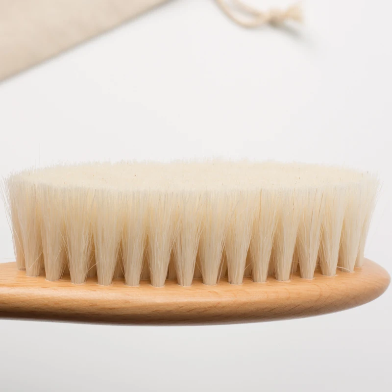 Natural Wooden Handle Soft Press  Hairbrush And Super Soft Goat Hair Suitable For Men and Wonmen'S Natural Wooden brush