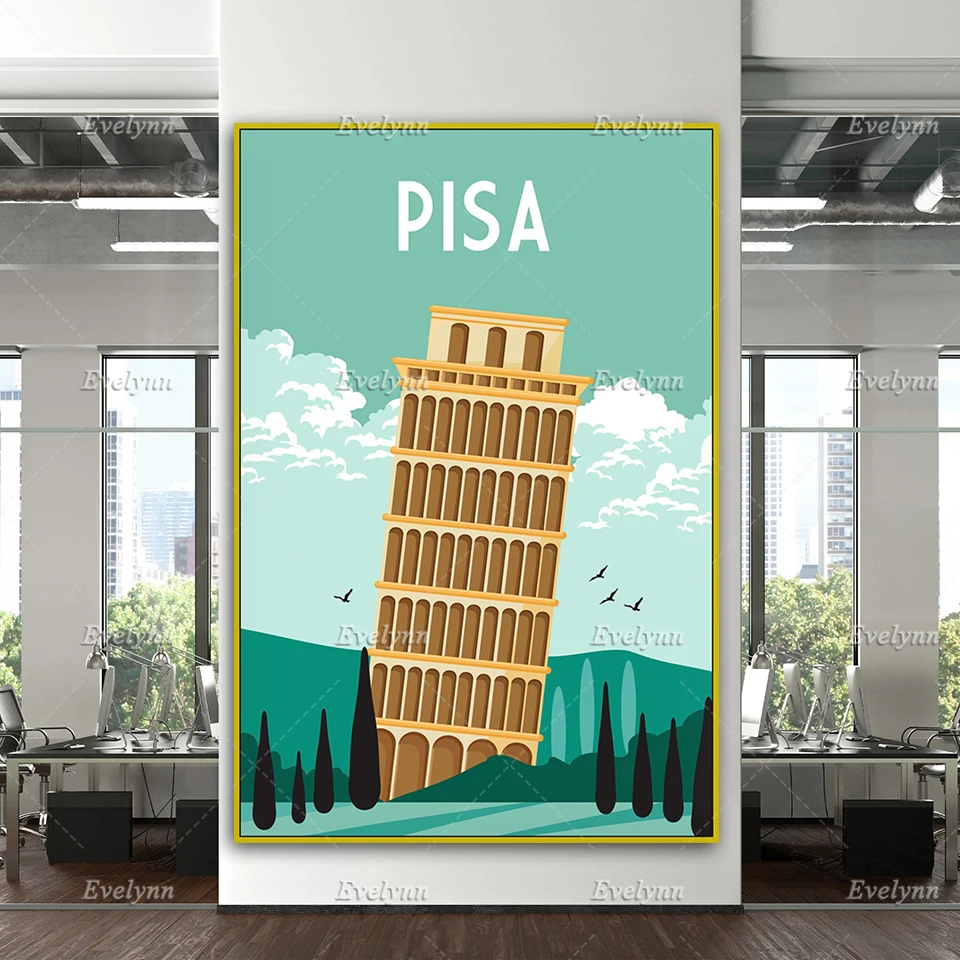 Tower Of Pisa Travel Poster, Tuscany Travel Wall Art, Italy Travel Print, Tuscany Print,Home Decor Canvas Unique Gift