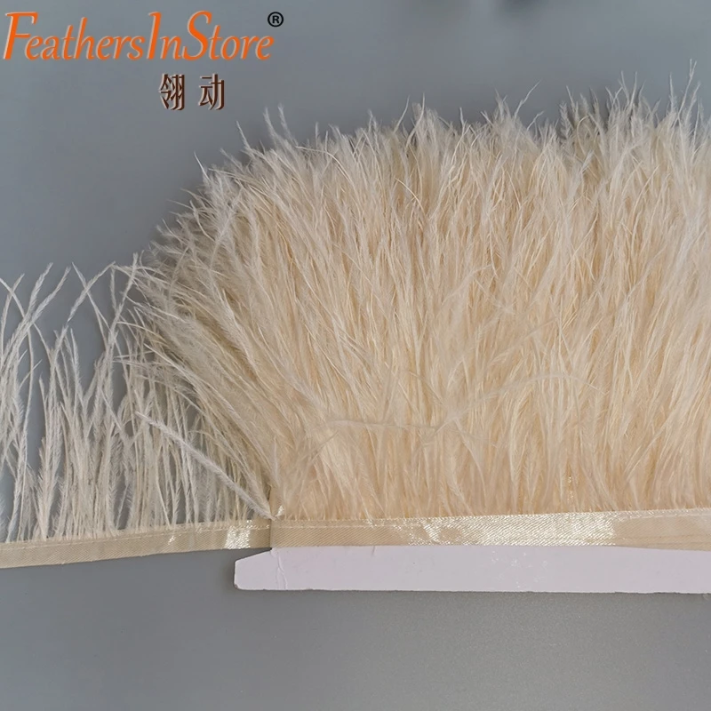 8-13cm 2meters Decorative Ostrich Feather Trim Plumes Fringe Ribbons for Needlework Dress Clothing Handicraft Accessories