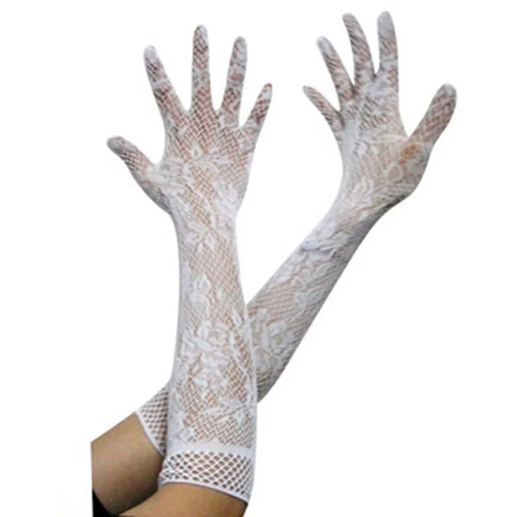 Lace Jacquard Fishnet Gloves Long New Fashionable Sexy Accessories Full Finger Exquisite Gloves