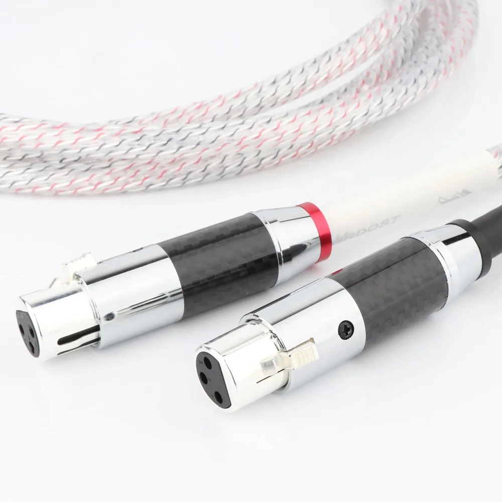 High Quality Pair Nordost Valhalla 7N silver plated audio interconnect balance cable with Carbon fiber XLR plug connector