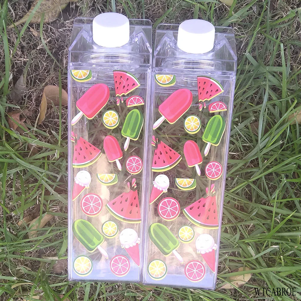 1000ML 500ML Sports Square Water Bottles Portable Leakproof Tritan Plastic Direct Drink Bottle Outdoor Tour Camp Shake Drinkware